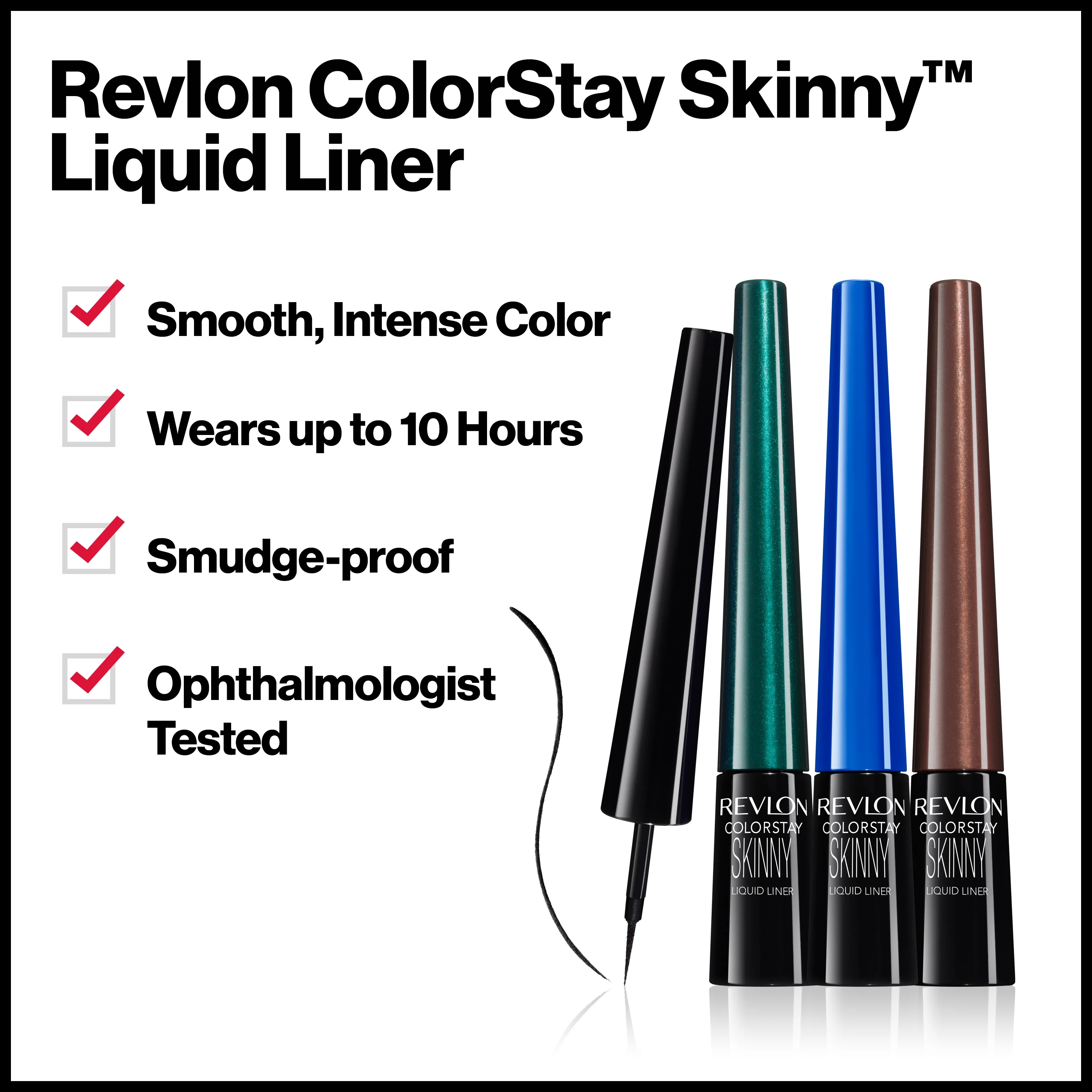Revlon ColorStay Skinny Liquid Eyeliner, Waterproof, Smudgeproof, Longwearing Eye Makeup with Ultra-fine Tip, Navy Shock, 0.08 oz