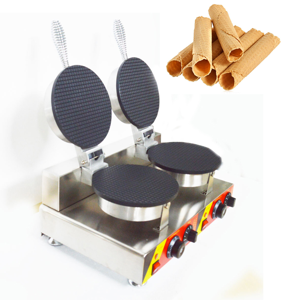 Techtongda Egg Roll Waffle Maker Ice Cream Cone Making Machine Dual Baker Iron