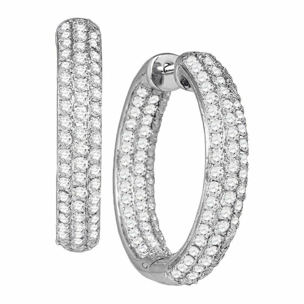 2CT Lab Grown Diamond (VVS1,G-H) Round Hoop Earring 14K White Gold Fine Jewelry for Women Gift