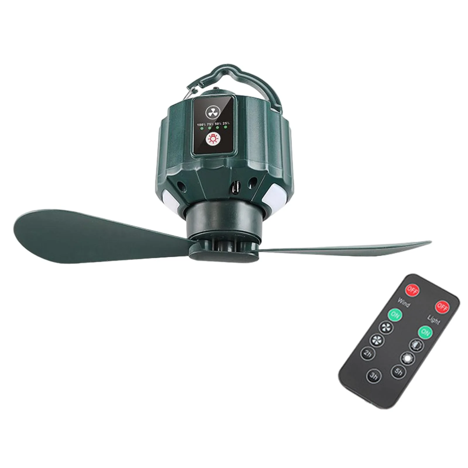 Camping Fan with LED Lantern with USB Port Remote Control 3 Speeds Tent Fan