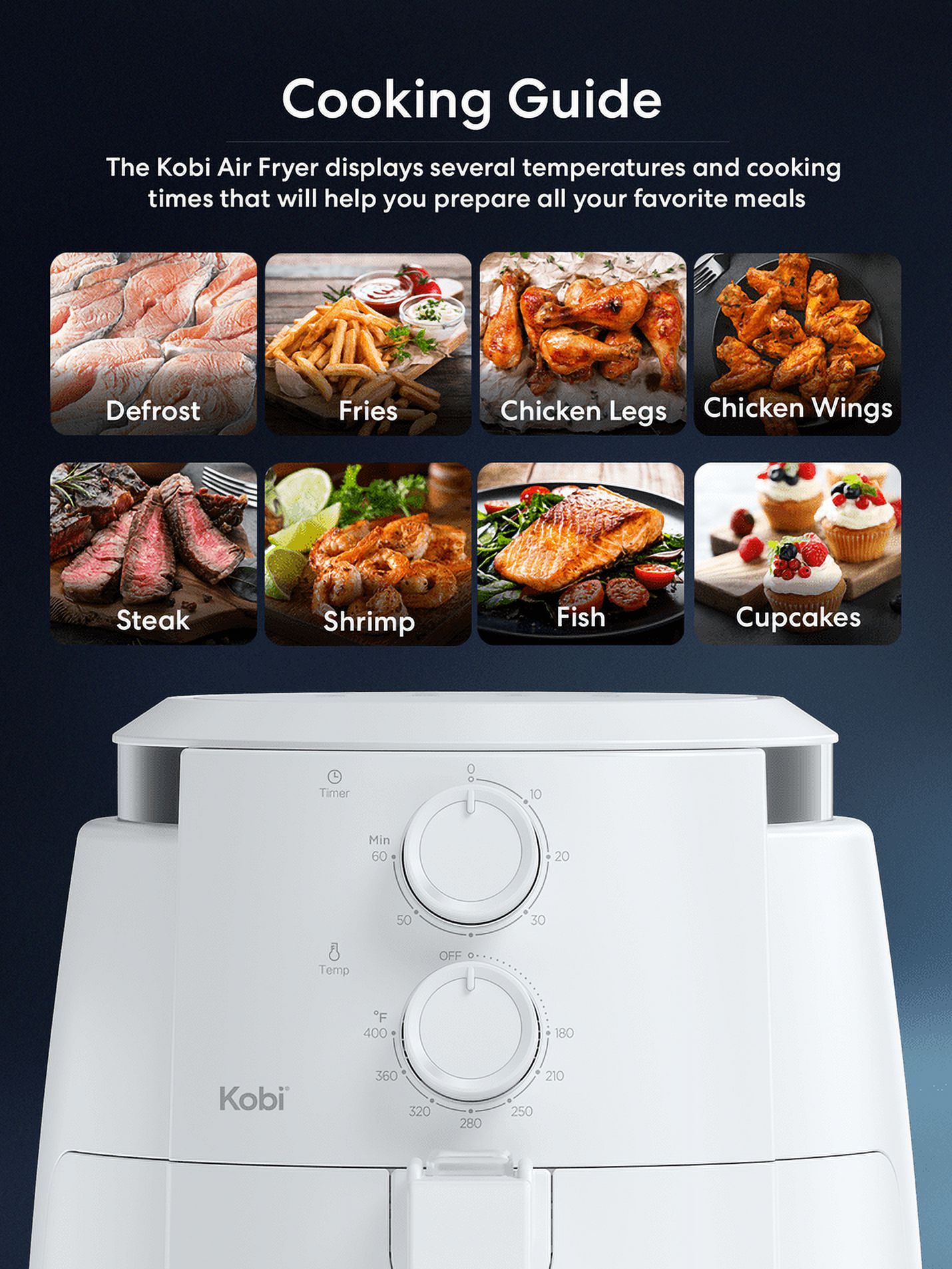 Kobi 3.7-Quart Instant Vortex Plus Air Fryer Toaster Oven​ Combo, 7-in-1 Oil-Less Cooker New Appliance