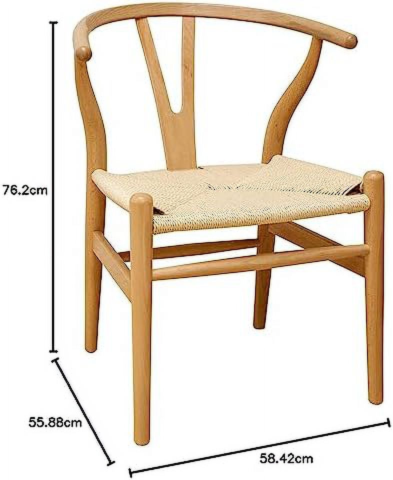 KHBIULIFE Mid-Century Modern Wishbone Wood Dining Accent Chair  Natural
