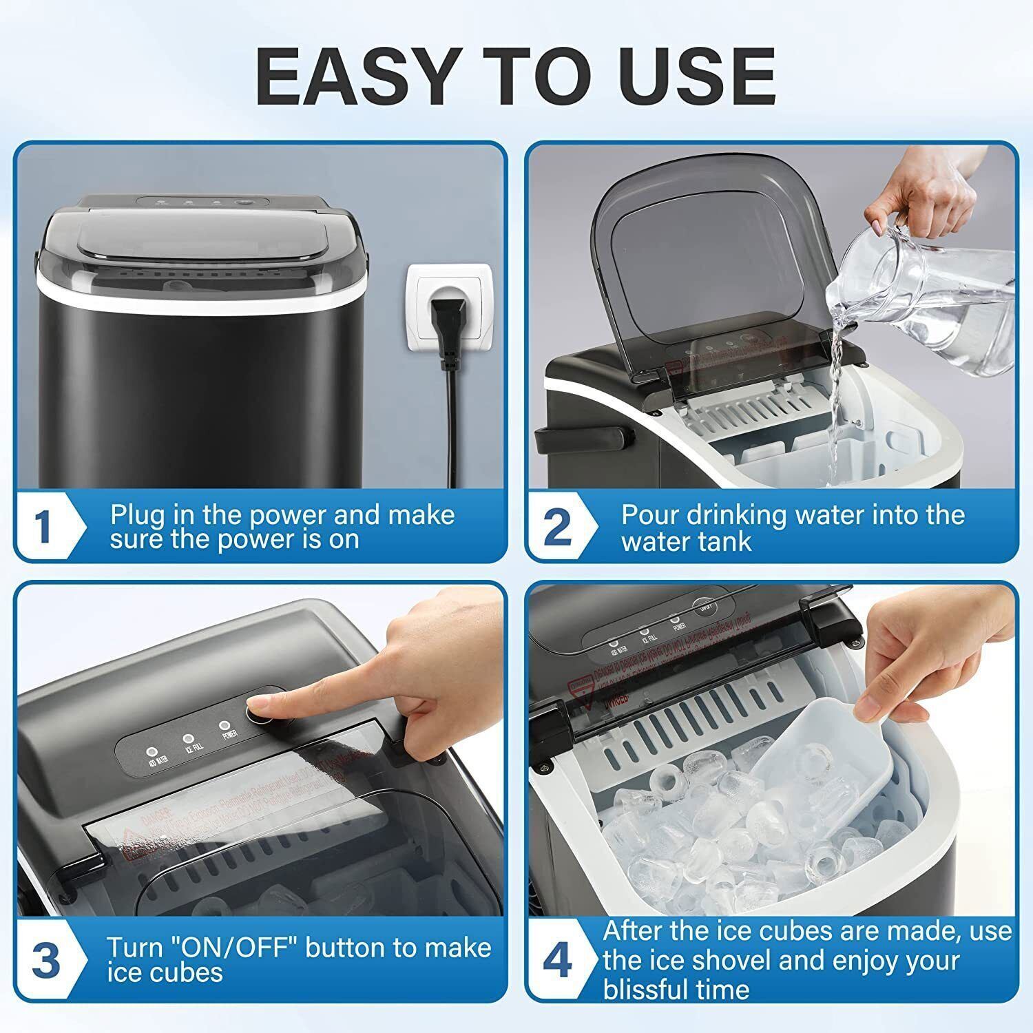 Compact Self-Cleaning Ice Maker - 13.7lbs - Never Run Out of Ice