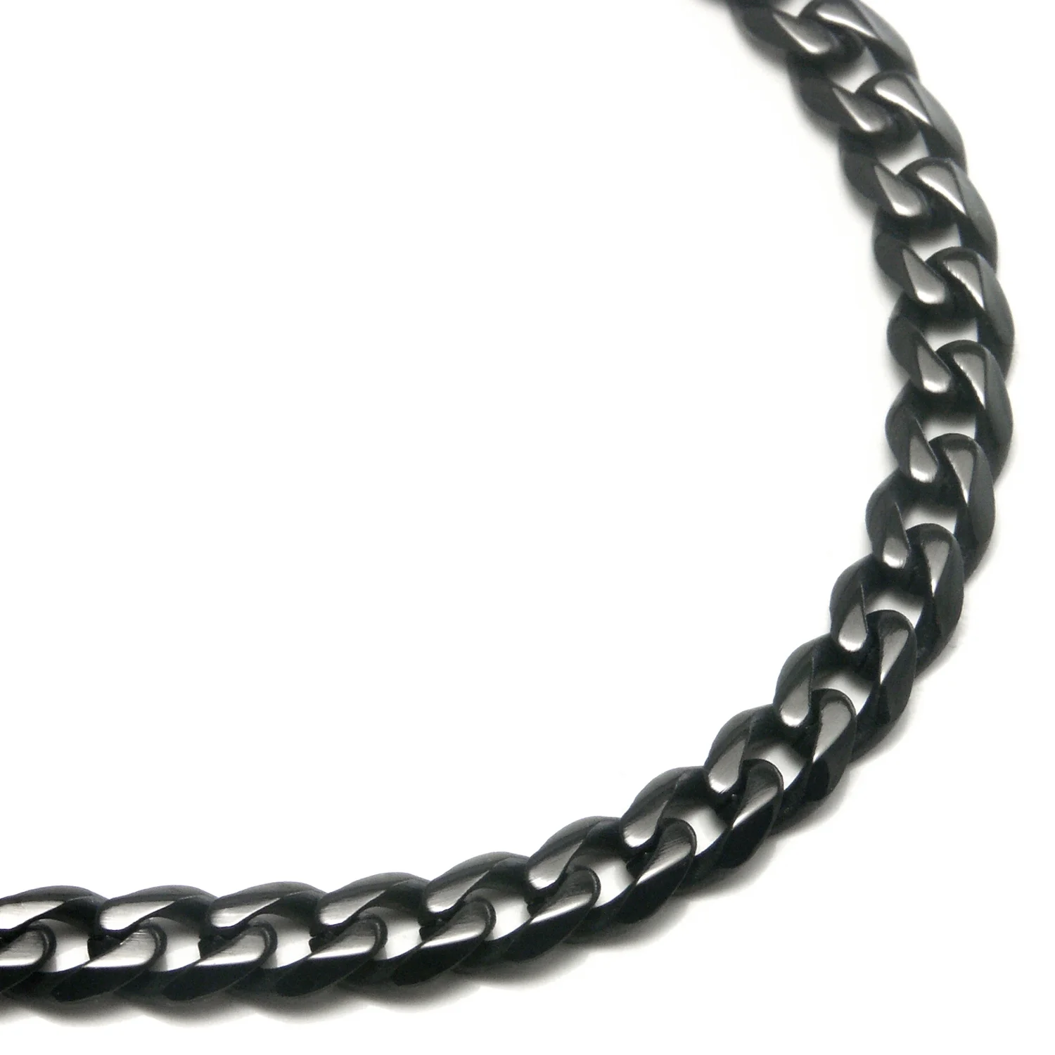 Titanium Kay Black Titanium 4MM Curb Chain Link High Polish Finish Men's Necklace 24