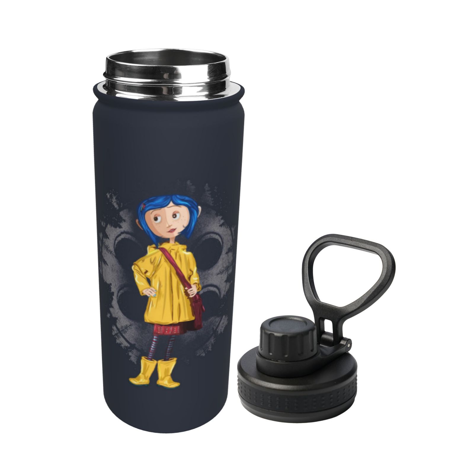 Coraline Unisex Sports Insulated Water Bottles Kettle Stainless Steel Portable Cup 18OZ For School Travel Gym Running