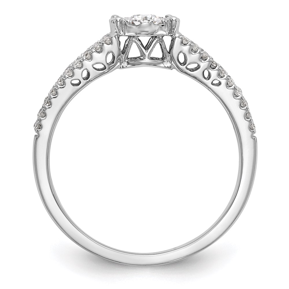 14K White Gold Ring Band Engagement Diamond Round Complete Cluster