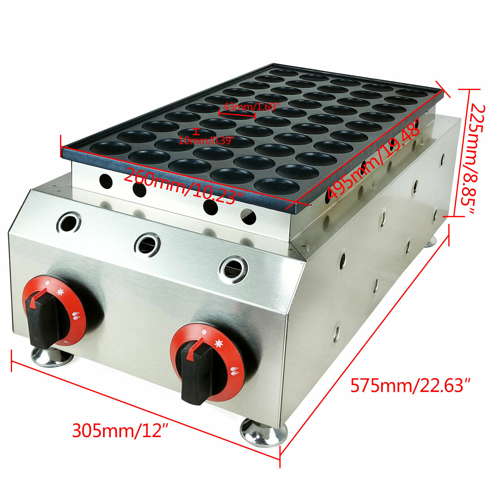 LPG Gas Poffertjes Maker 50 Holes Mini Dutch Pancakes Maker Machine Non-stick Waffle Maker