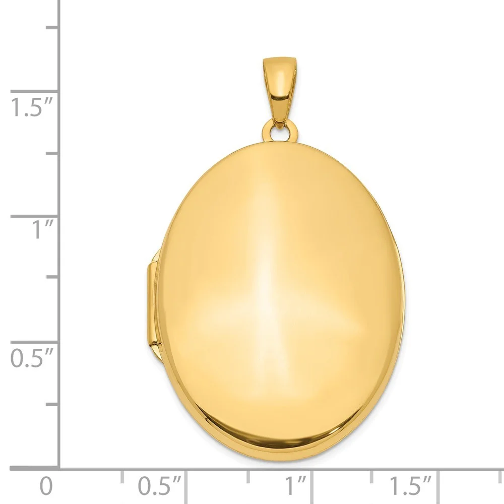 14k Engravable Gold 34mm Oval Locket Pendant Necklace Jewelry Gifts for Women - 4.0 Grams