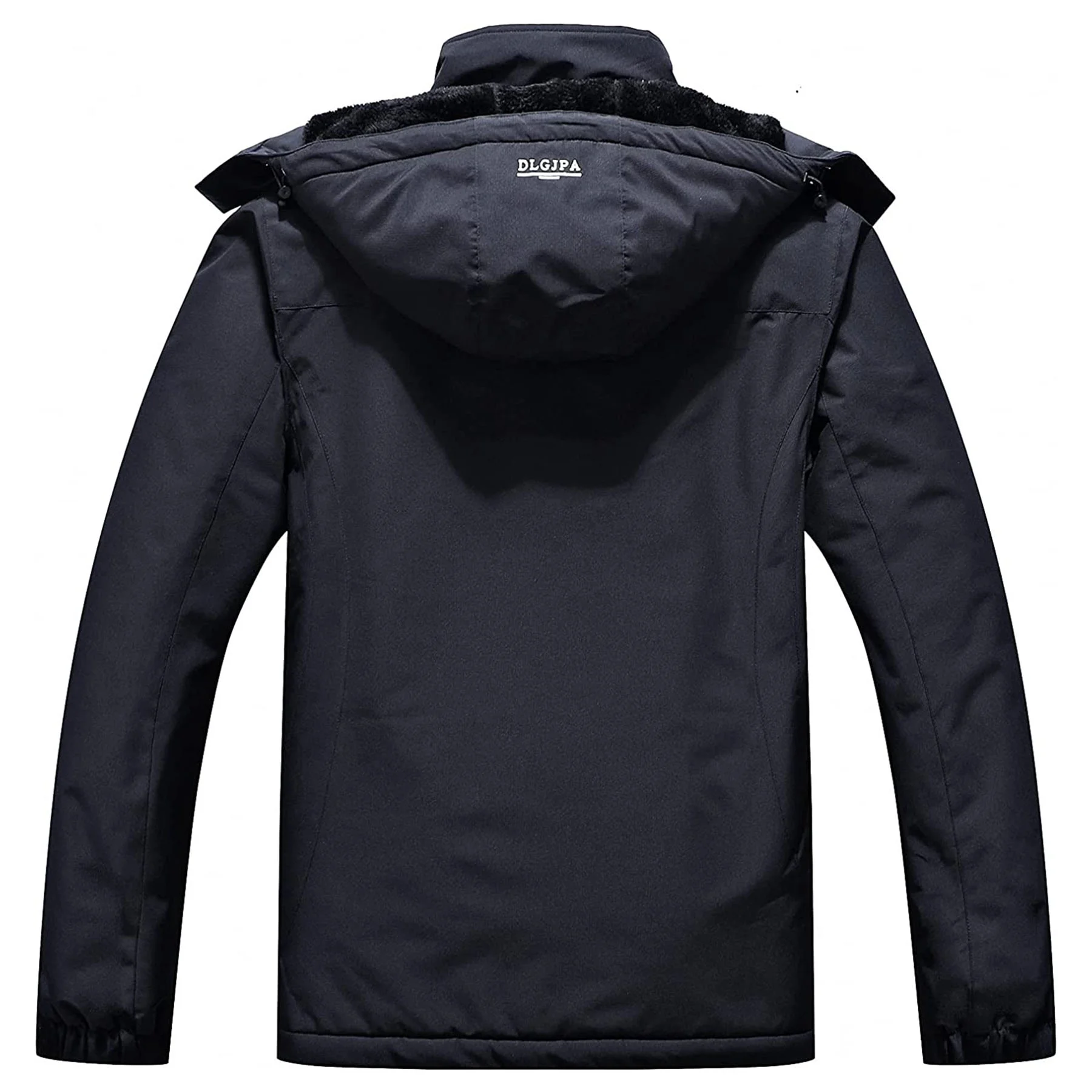 Men's Fleece Lined Winter Jacket Water Repellent Windbreaker Outdoor Warm Snow Coat with Detachable Hood