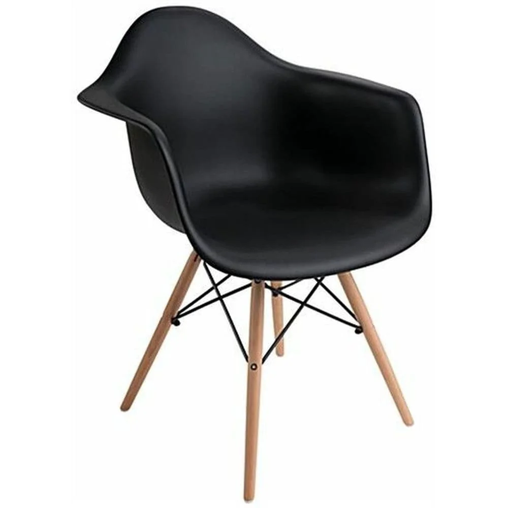 Porch & Den  Old Weir Mid-Century Wood Eiffel Base/ Bucket Dining Chair Grey