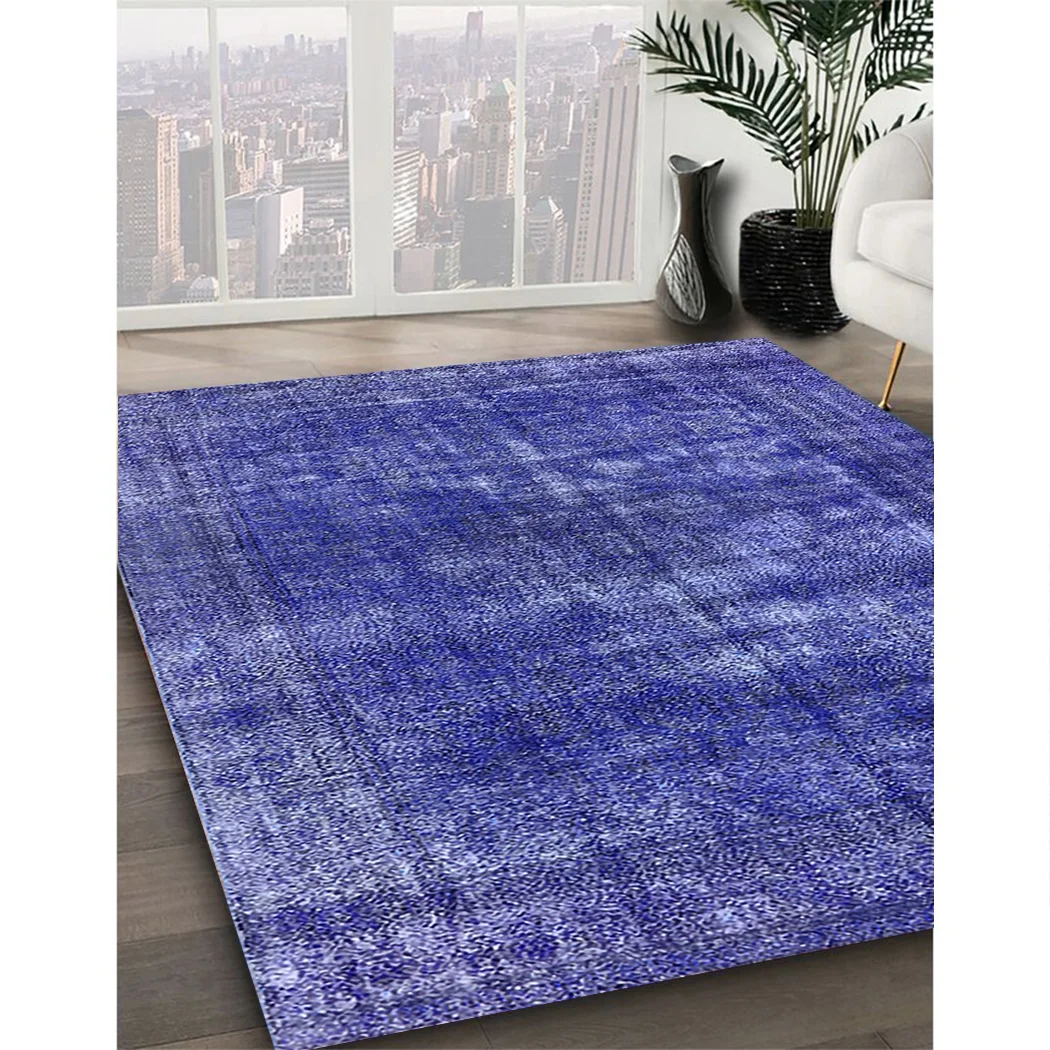 Ahgly Company Indoor Rectangle Mid-Century Modern Blue Oriental Area Rugs, 2' x 4'