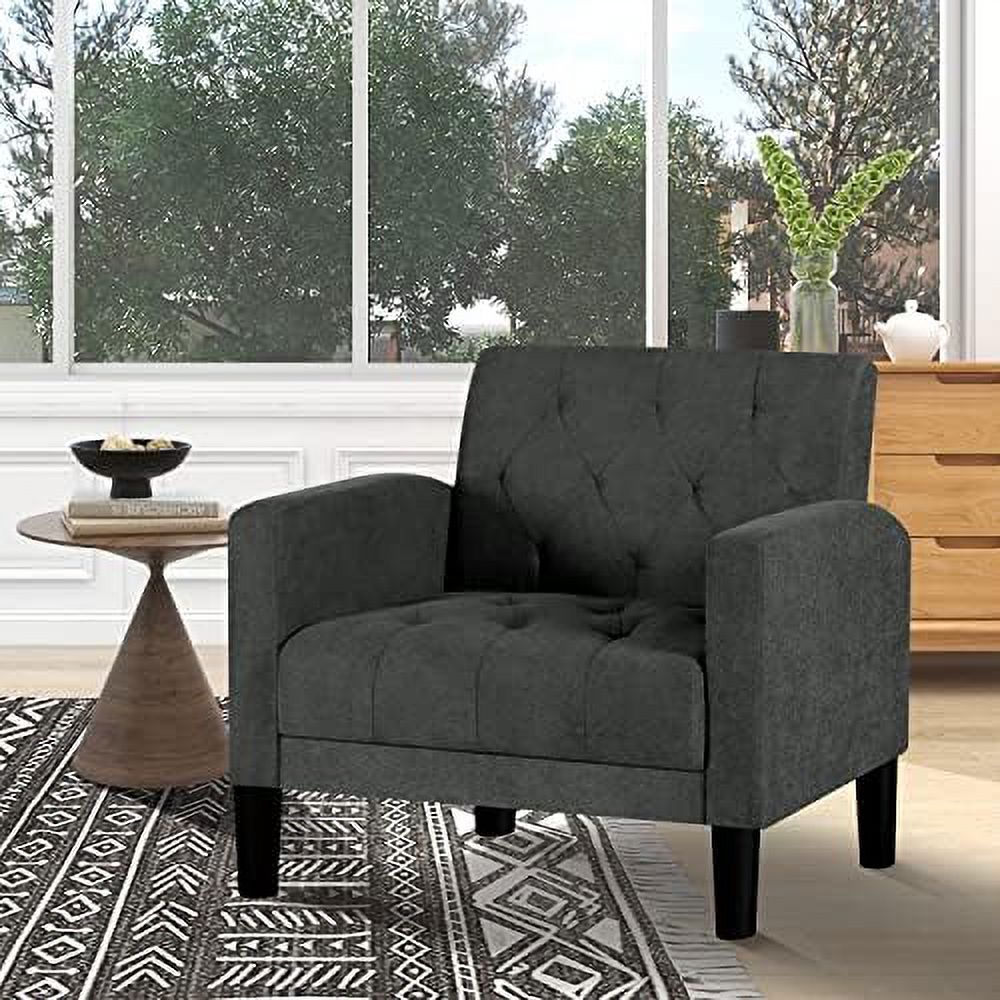 xrboomlife Accent Chair  Comfy Living Room Chair  Cozy Tufted Mid Century Modern Accent Chair  Upholstered Reading Arm Chair for Living Room  Bedroom (Light Grey)