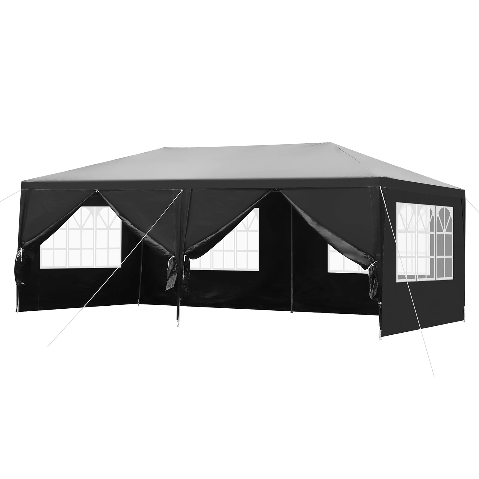 10'x20' Outdoor Party Tent with 4 Removable Sidewall and 2 Door, Waterproof Event Tent for Wedding Camping, Wedding Gazebo for Outdoor, Durable Camping Canopy for Patio Garden BBQ Shelter, Black