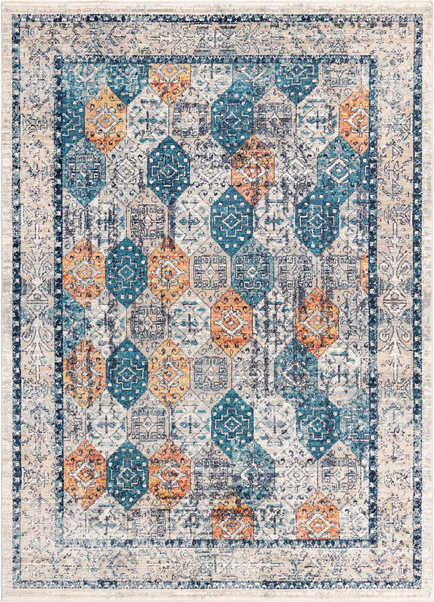 Rugs.com Lola Collection Rug – 7' x 10' Multi Medium Rug Perfect For Bedrooms, Dining Rooms, Living Rooms