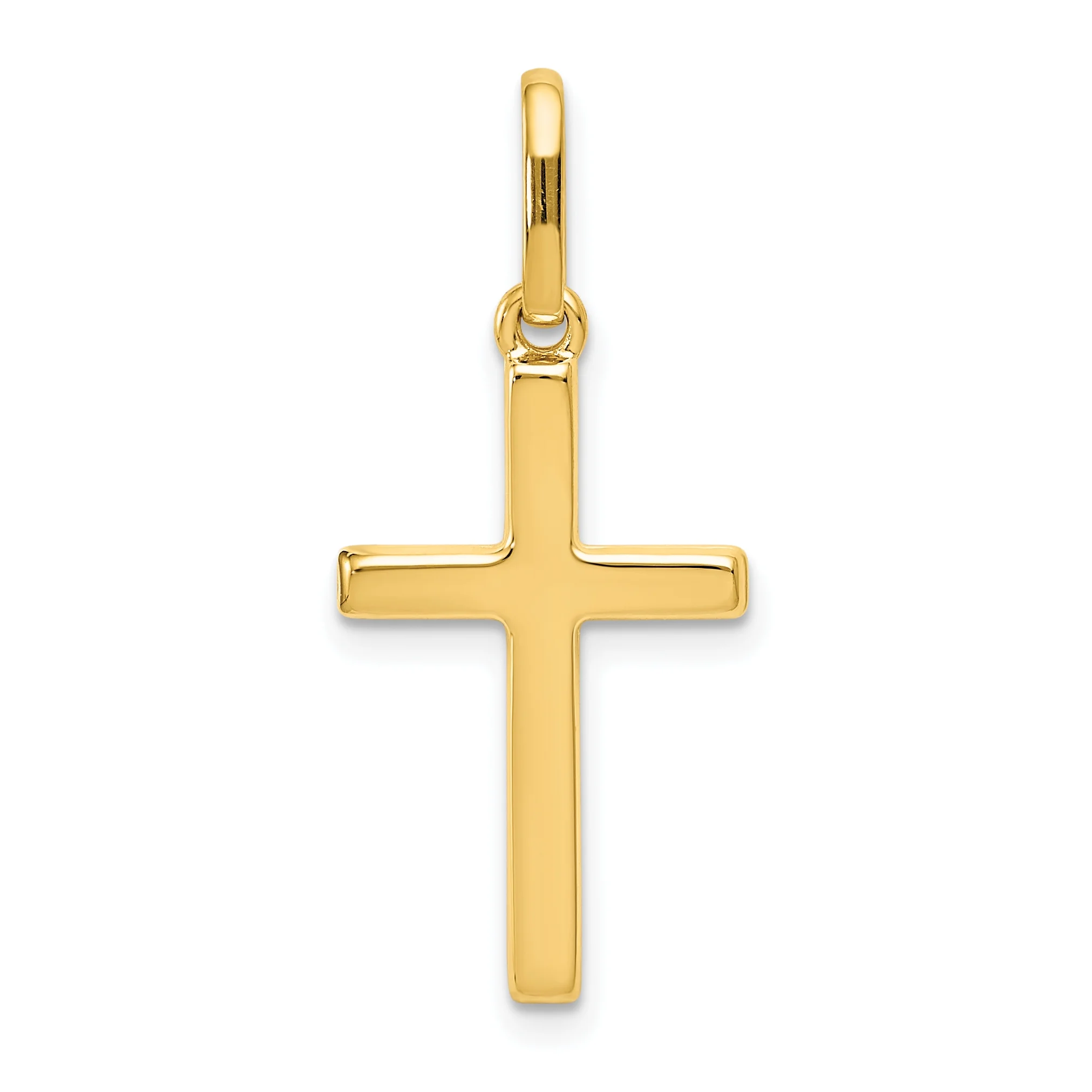 Carat in Karats 14K Yellow Gold Hollow Cross Pendant Charm (30mm x 13mm) With 14K Yellow Gold Lightweight Rope Chain Necklace 20''