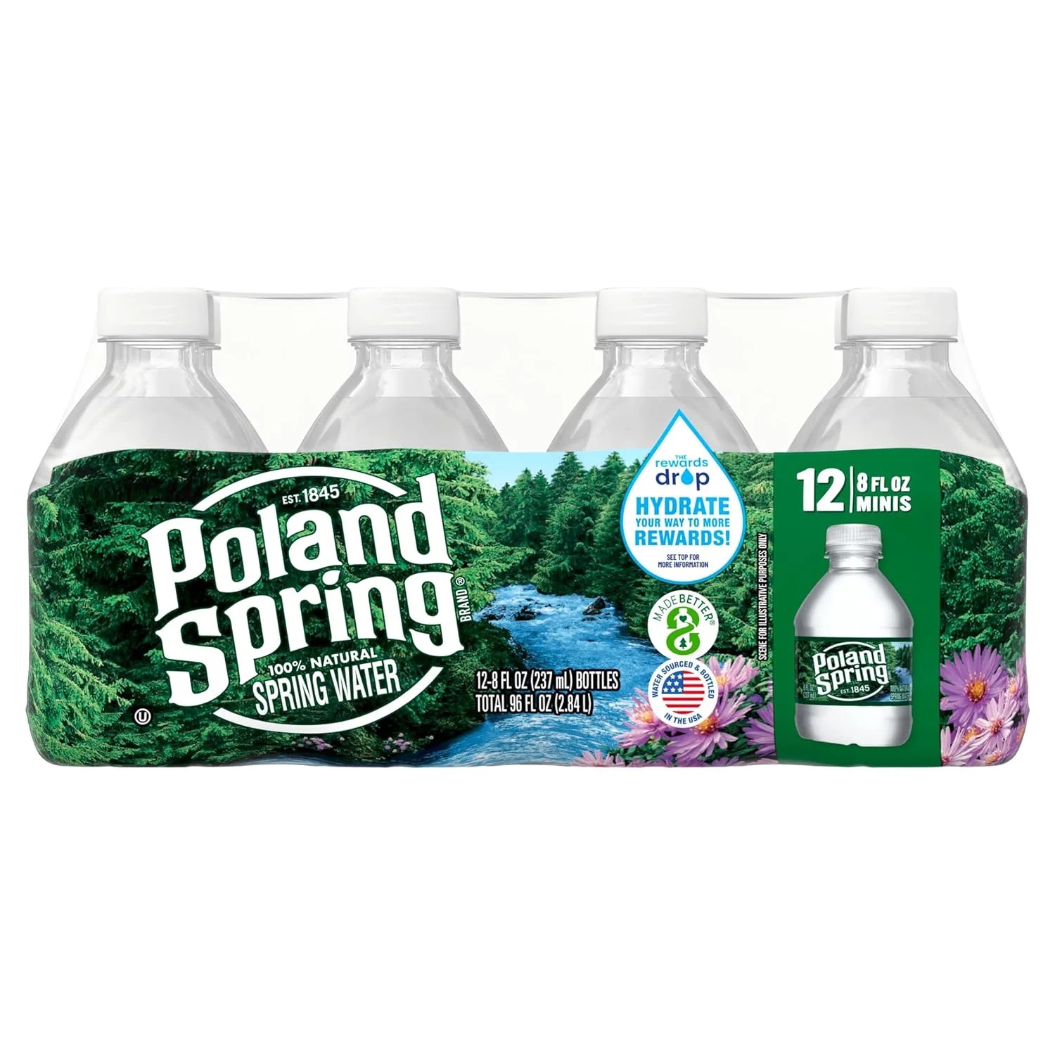 Natural Spring Water, 8 Ounces, 12 Pack