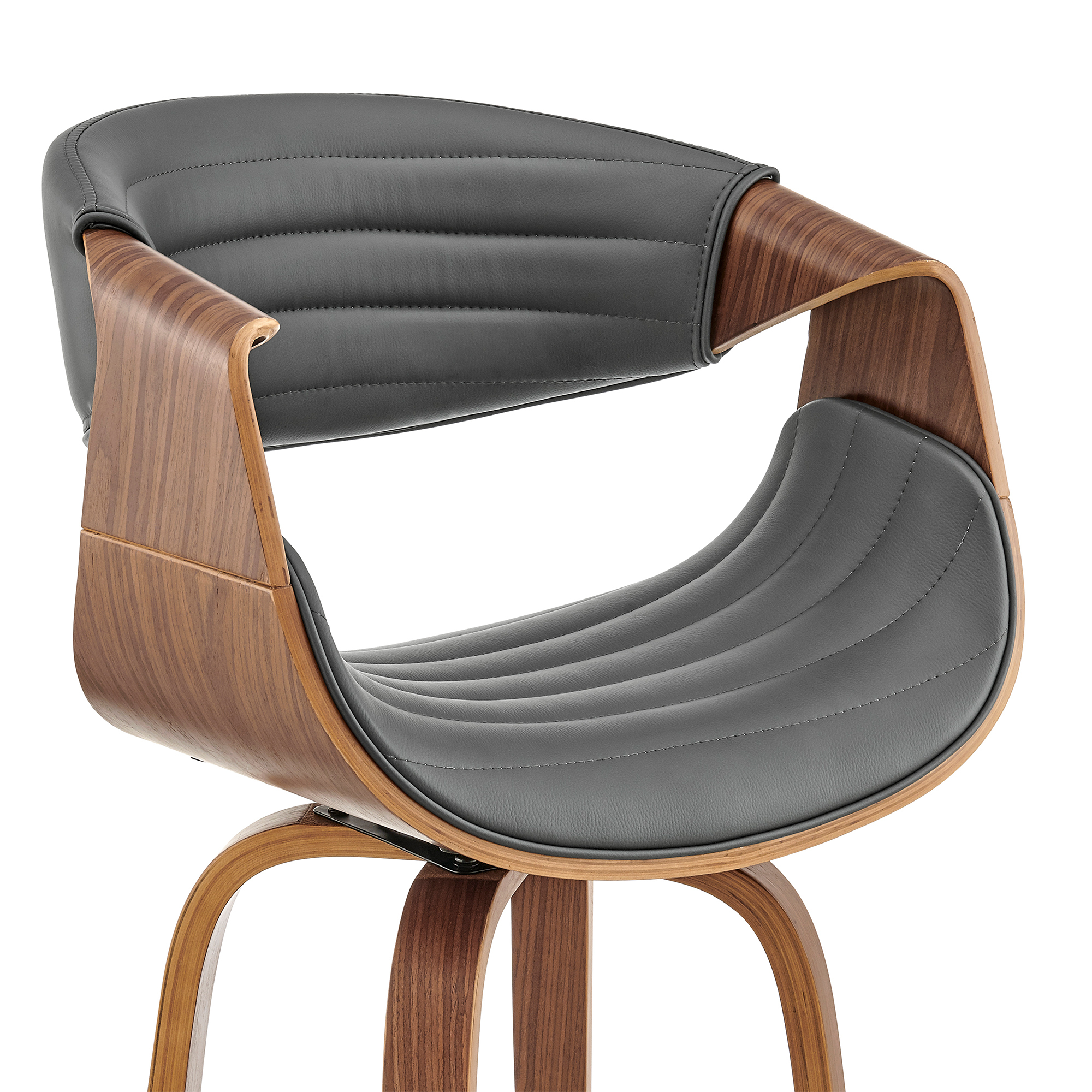 Swivel Counter Stool with Leatherette Bucket Seat, Gray- Saltoro Sherpi