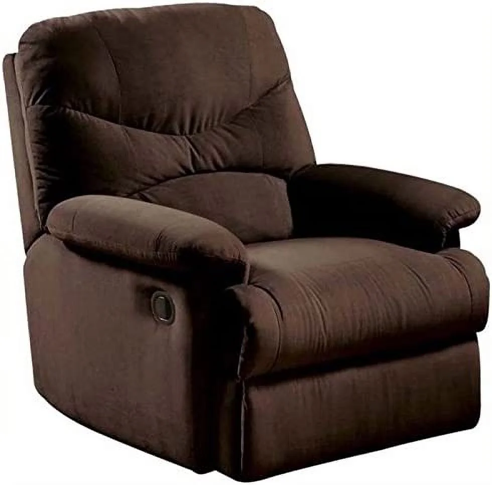 Bowery Hill Modern Microfiber/Wood Recliner in Chocolate/Brown
