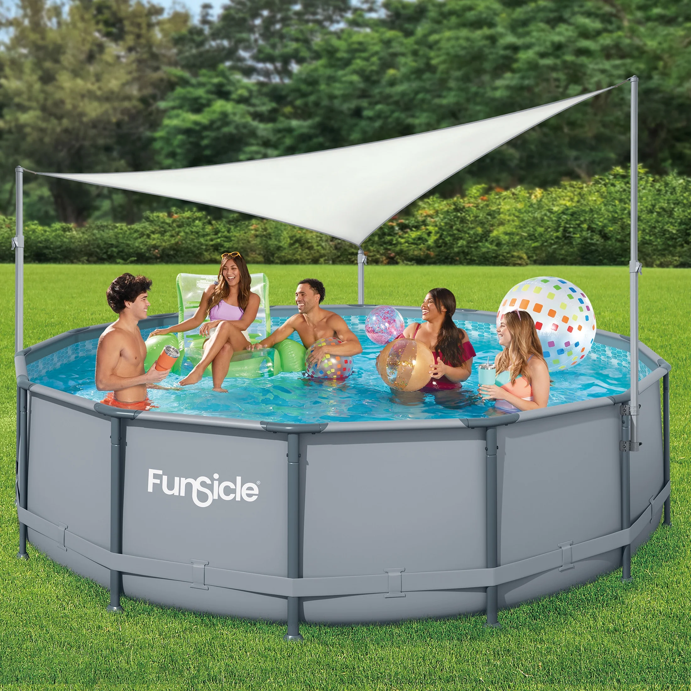 Funsicle Above Ground Swimming Pool Canopy, For Outdoor Use,  White, Triangular, Adults, Unisex