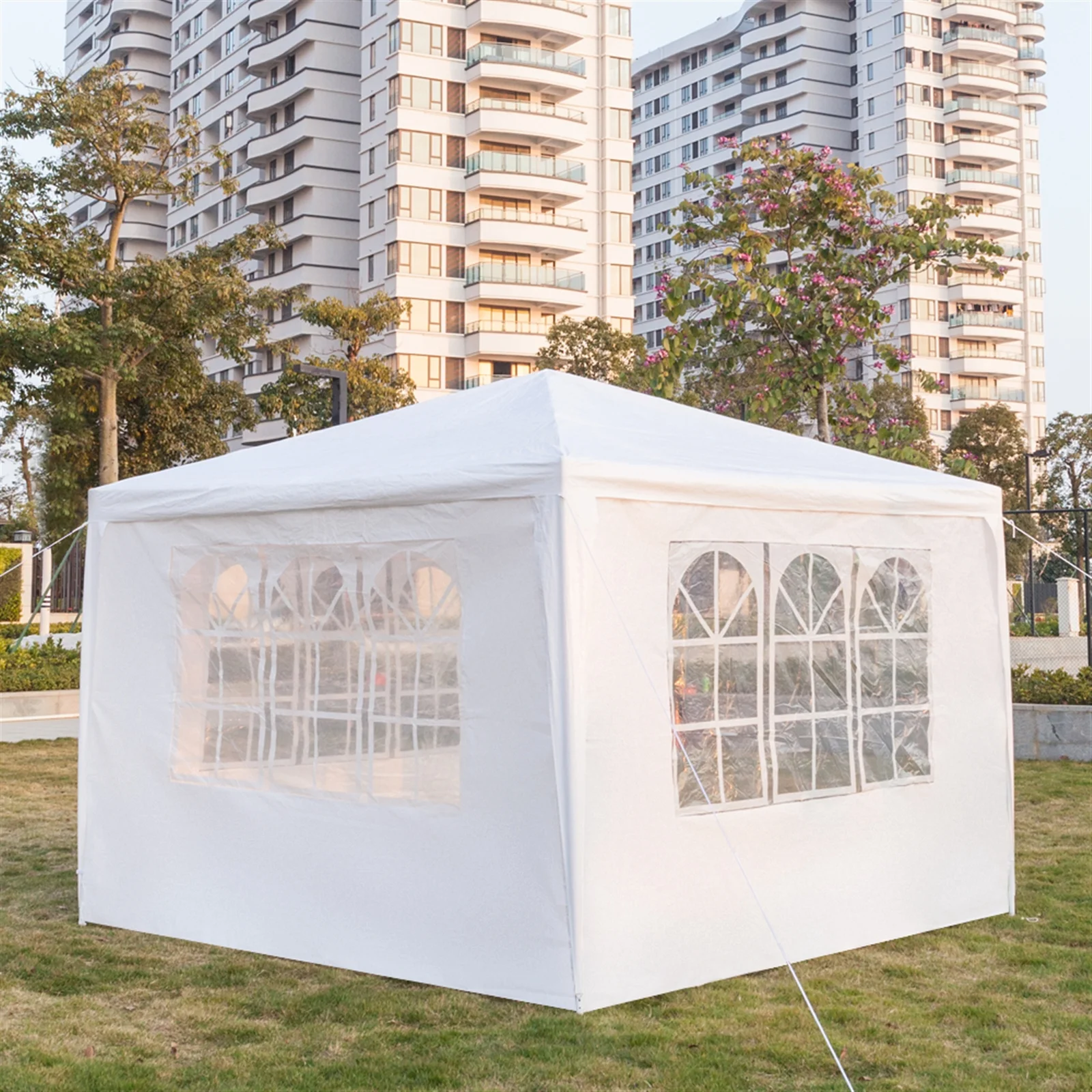 3 x 3m White Waterproof Tent with Three Sides for Wedding Party