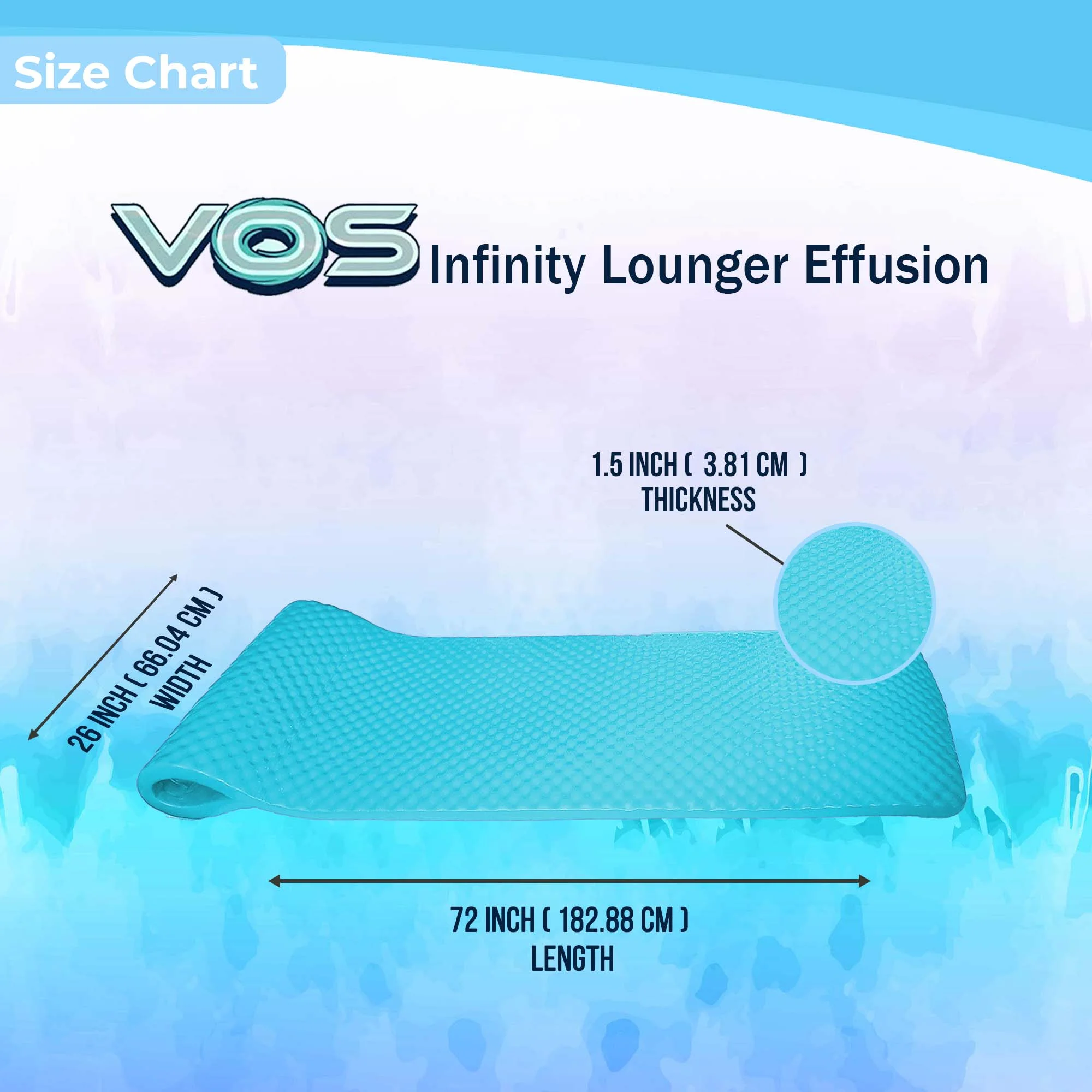 VOS Extreme Wavy Swimming Pool Lounger – Premium Ultra Buoyant Foam Mat for Adults & Kids -(Seafoam Blue)