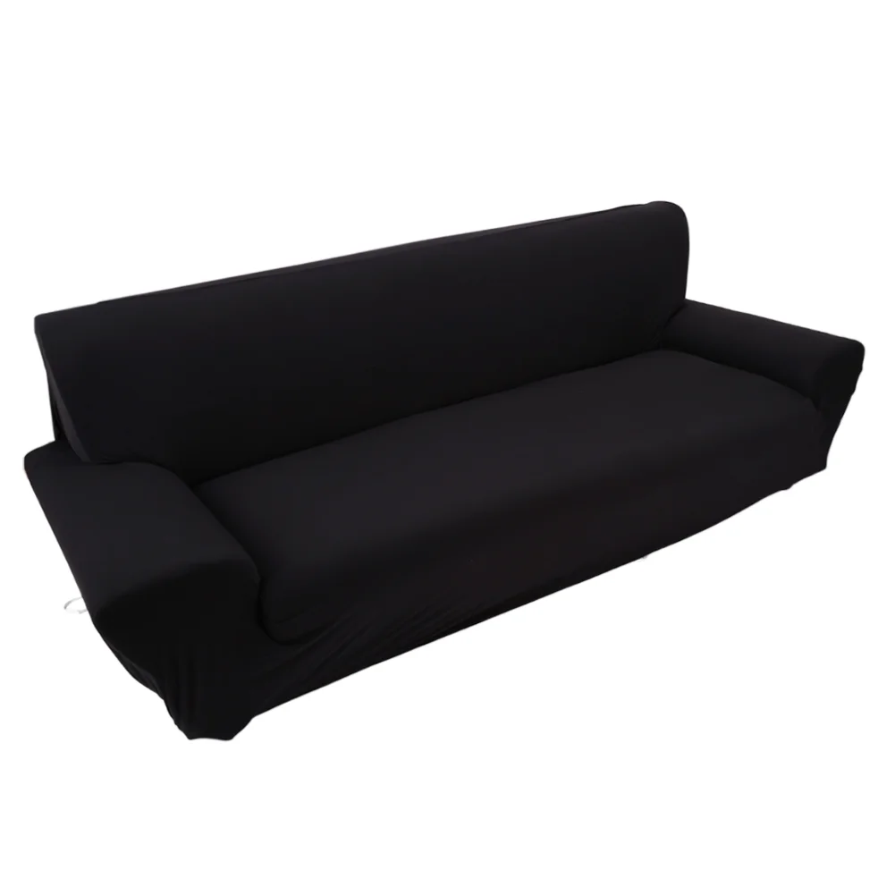 3 Seater Polyester Sofa Loveseat & Chair Cover Sofa Slipcover Couch Cover (Black)