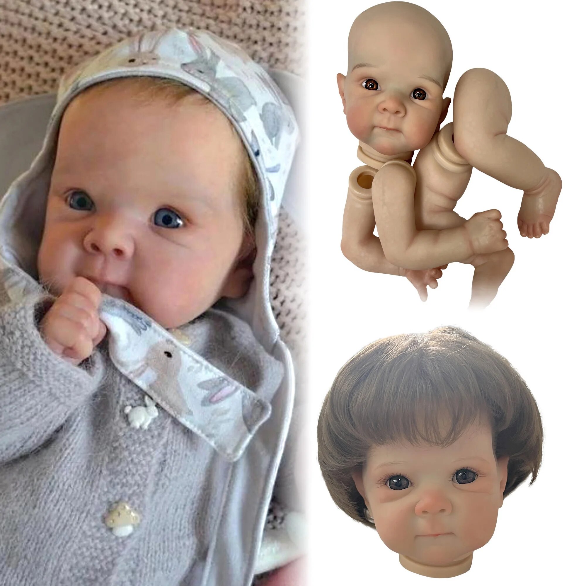 18 Inch Bebe Bettie Doll Kits 3D Painting Handmade Soft Vinyl With Full Limbs Reborn Baby Kits Unpainted Doll Kits Rooted Hair