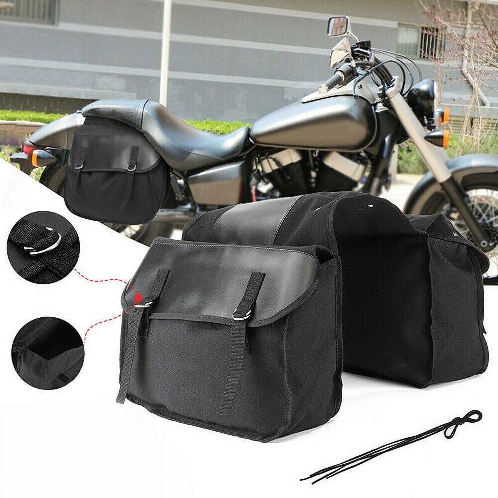 Motorcycle Touring Saddle Bag Black Canvas Waterproof Panniers Motorbike Luggage