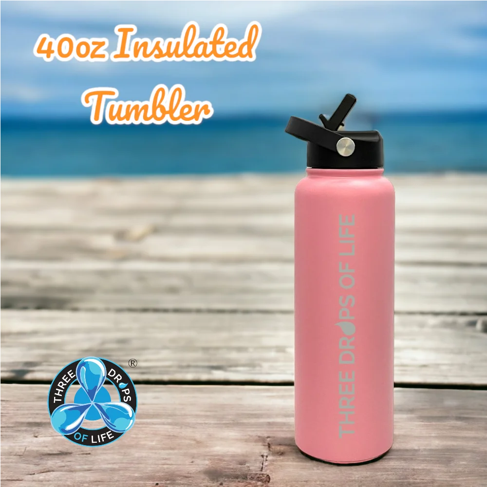 Three Drops of Life Insulated Water Bottle with Etched Logo