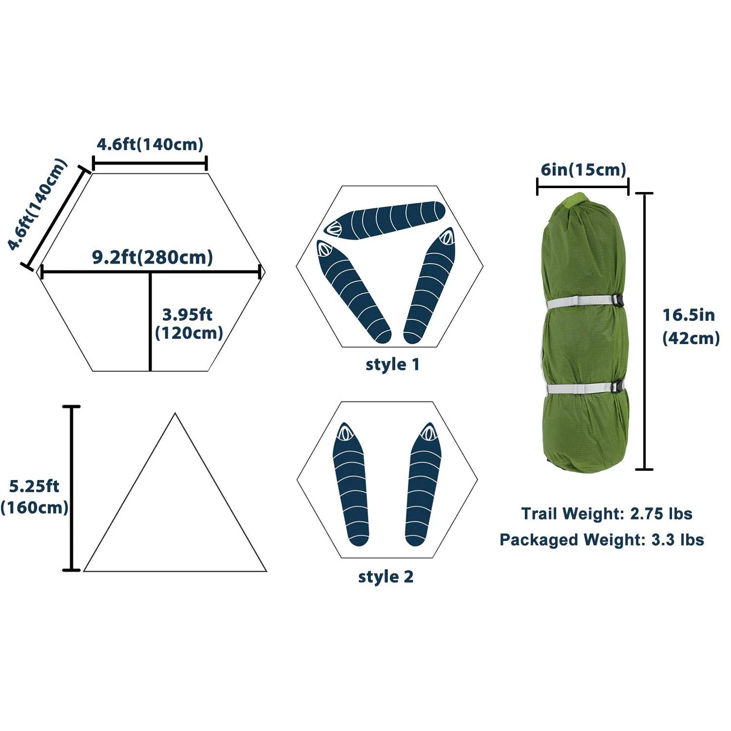 LanShan 2 3F UL GEAR 3 Person Outdoor Ultralight Camping Waterproof Tent Anti-UV Mesh Shelter-Perfect for Camping,Backpacking and Thru-Hikes