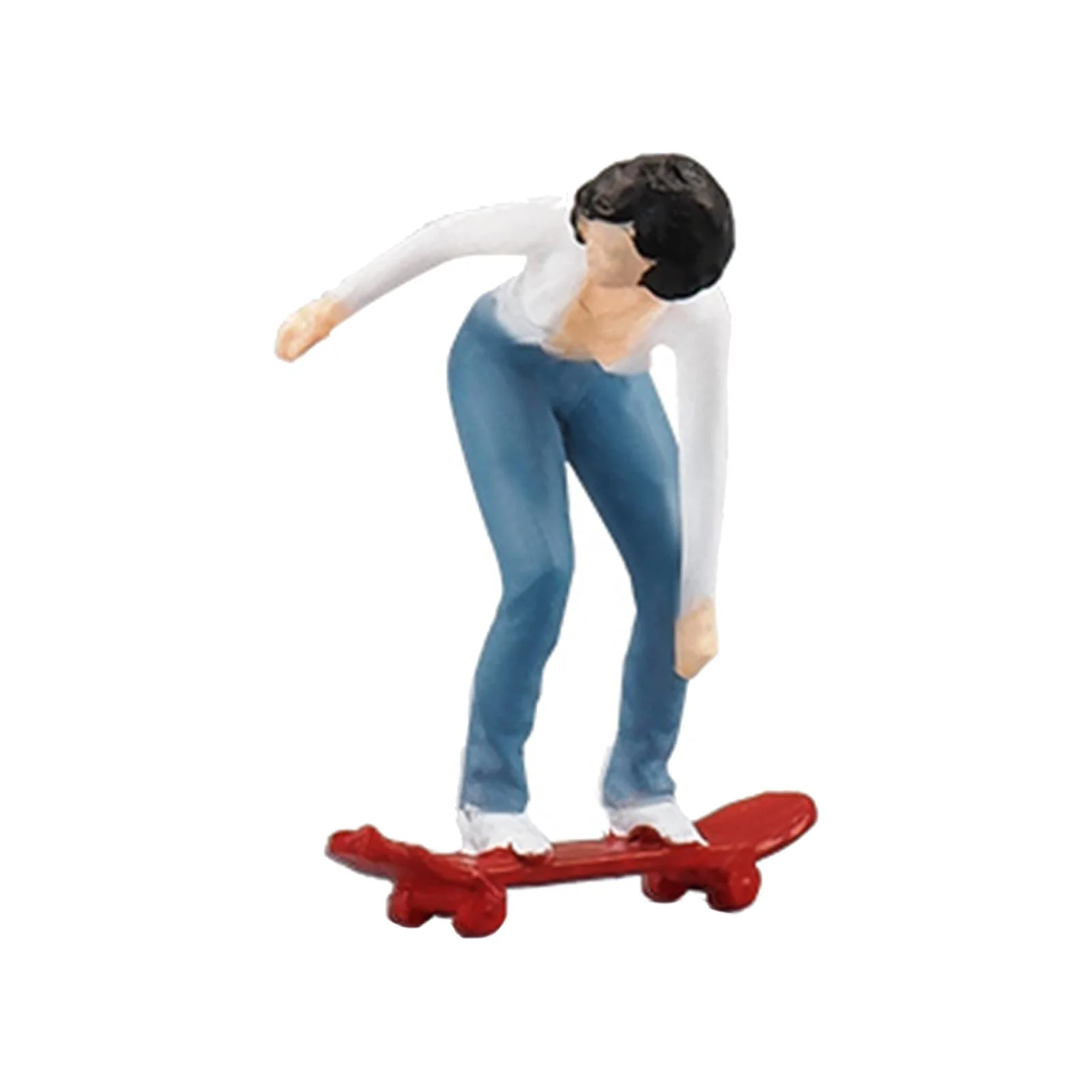 1/64 Scale Miniature Figure Dollhouse Decor Tiny Resin Painted Diorama Model Skateboard Women for Park Architecture Model Street Collections