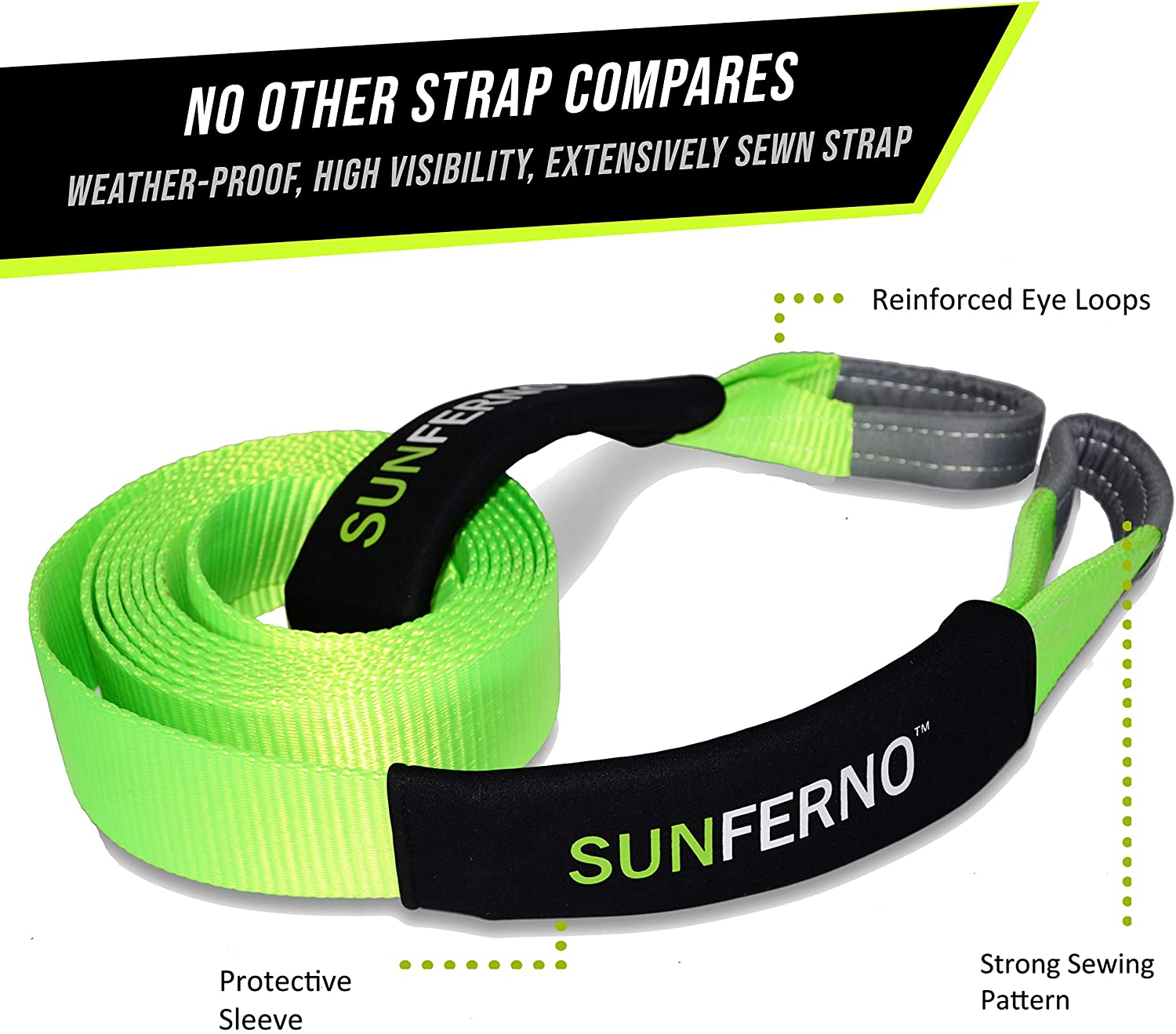 Sunferno Recovery Tow Strap 35000lb Heavy Duty 3