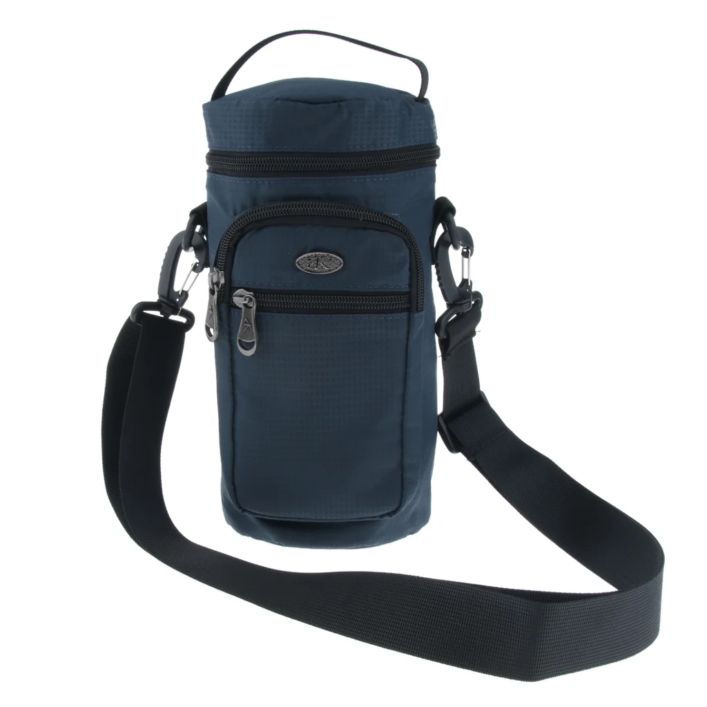 Water Bottle Holder Carrier with 3 Pockets and Shoulder Strap