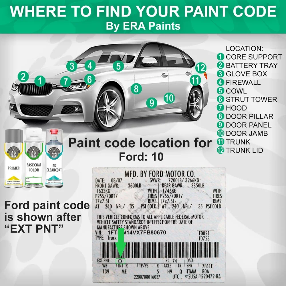 For FORD (G5 - Alloy Metallic) Exact Match Aerosol Spray Touch Up Paint and SprayMax 2K Clearcoat - Pick Your Color