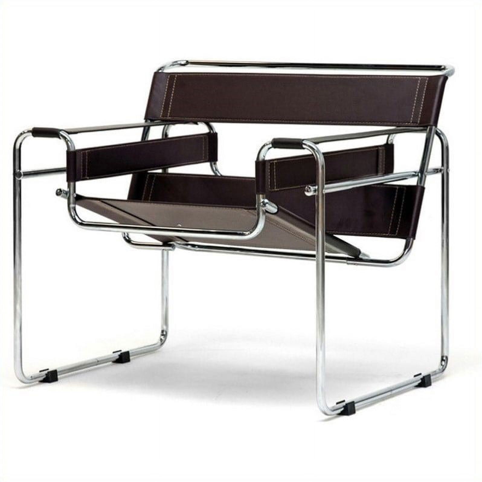 Home Square 2 Piece Leather Seat Accent Chair Set in Brown