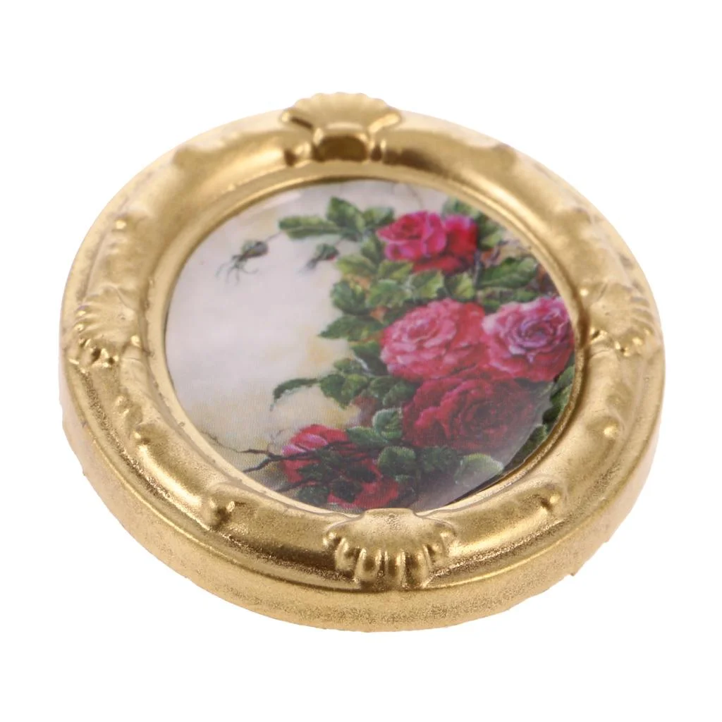 2Pcs Vintage Mini Metal Dollhouse Decor Furniture Flower Picture Photo :12 Dolls House Miniature Accessories