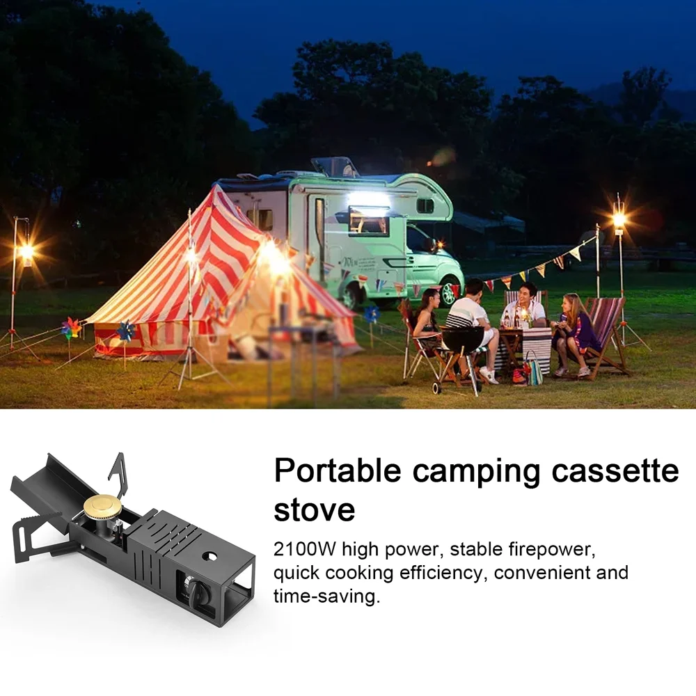 OWSOO Camping Cassette Portable Folding Camp Gases Butane with Piezoelectric Ignition for Outdoor Cooking Camping Pincnic Backpacking Hiking