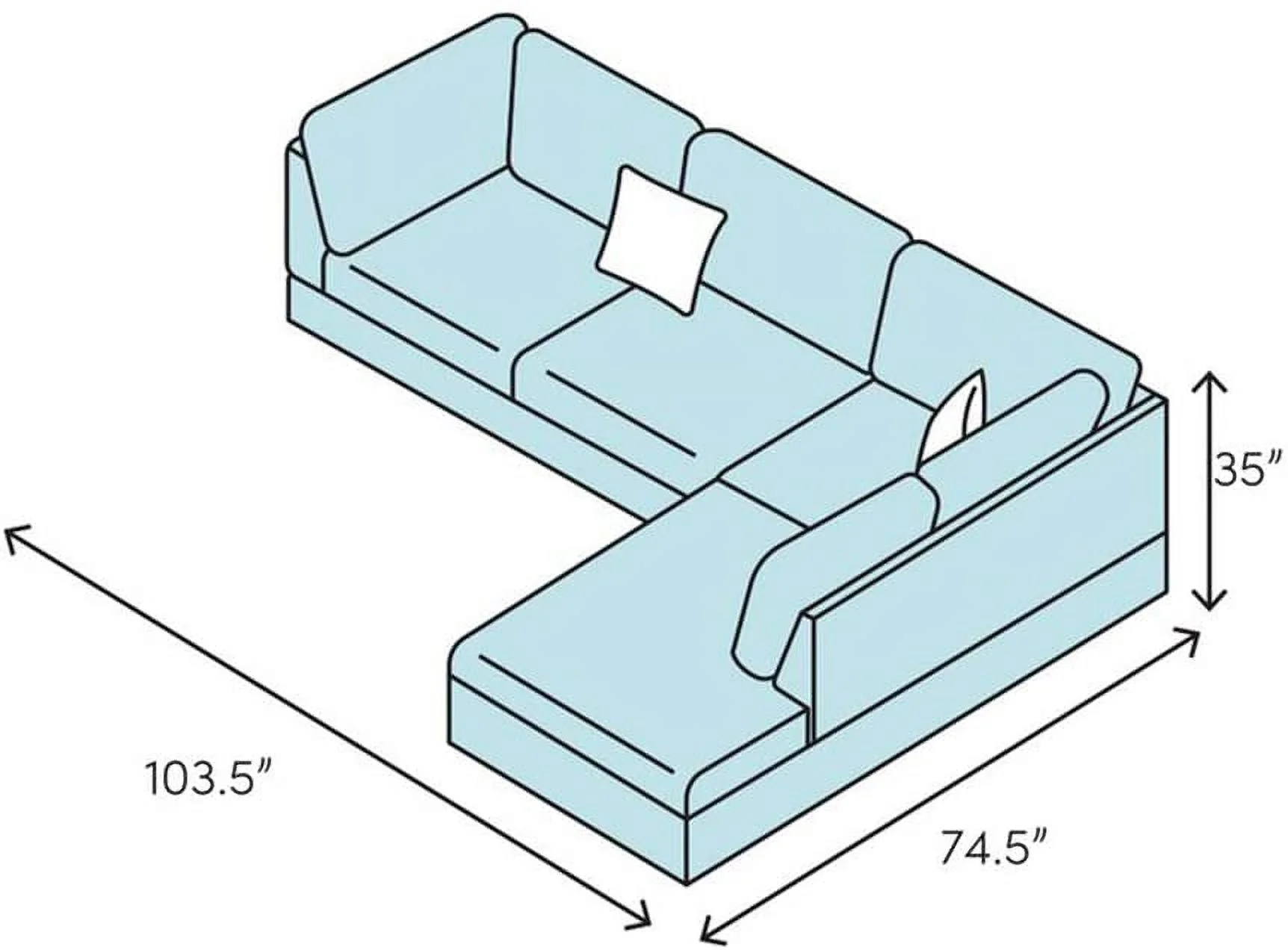 PonLiving Furniture Faux Leather Sectional Set, Living Room L-Shaped Modern Sofa Set, Right Facing Black( without Storage Ottoman)