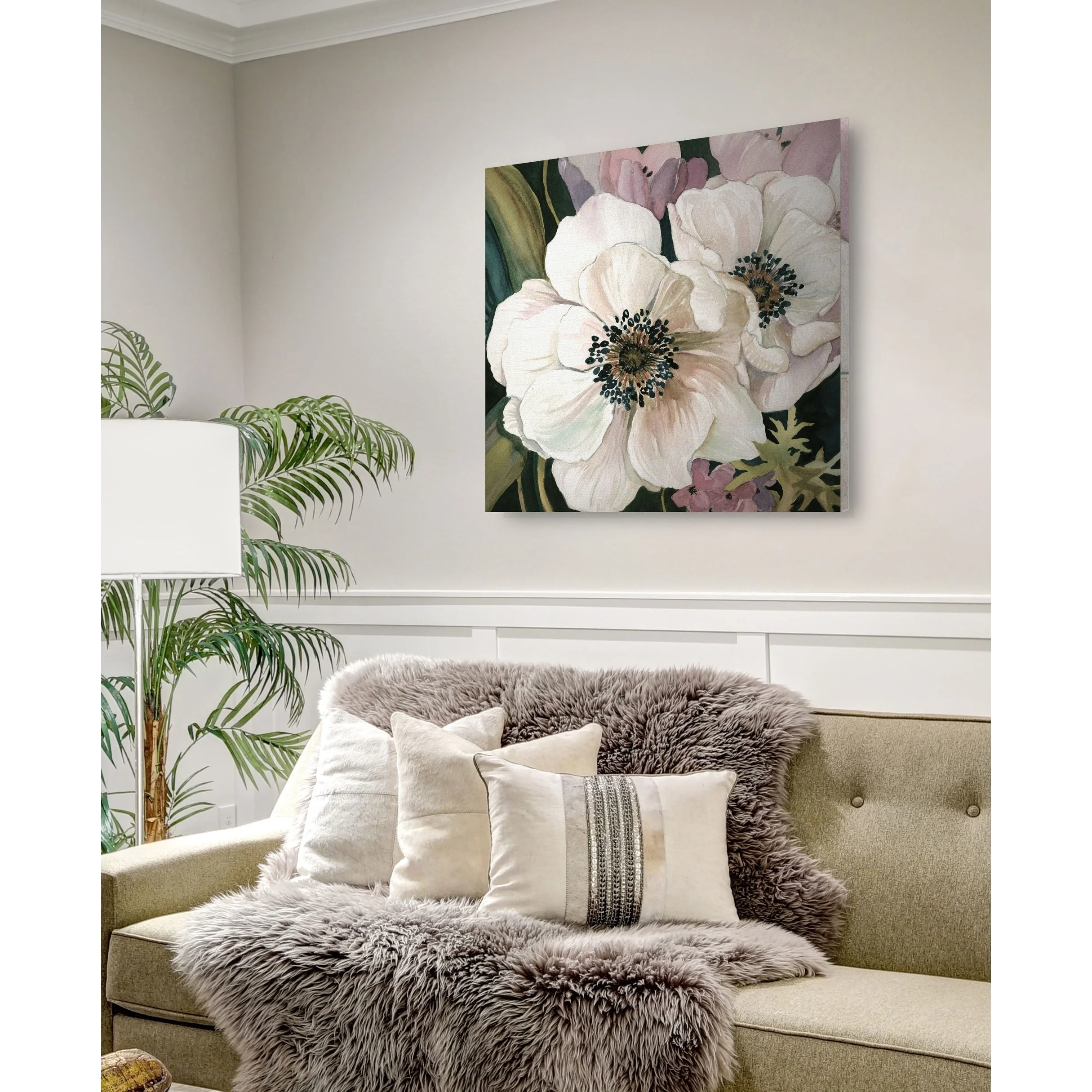 Wexford Home Anemone Study I -Gallery Wrapped Canvas - yellow, blue, green, red, black, white 10x10