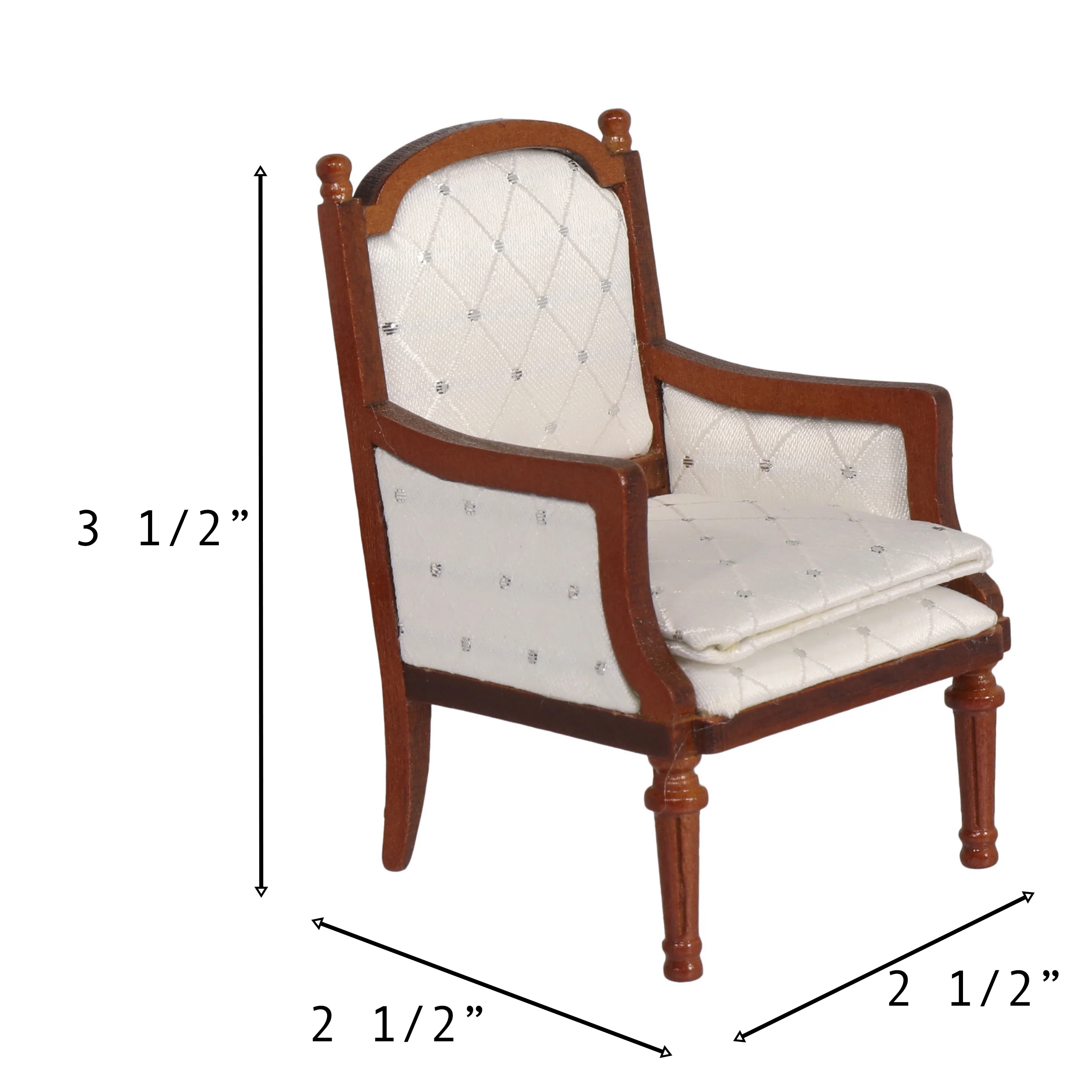 Inusitus Set of 2 Wooden Dollhouse Armchairs - Dinning Lounge Chairs - Dolls House Furniture - Dark Brown Walnut Finish - 1/12 Scale (Medium-Wood)