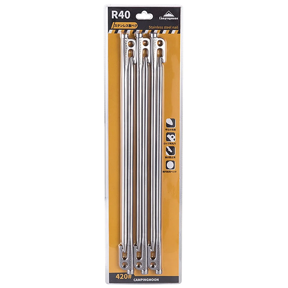 Suzicca Heavy Duty Steel Tent Stakes Pegs with Hook and Hole Design for Outdoor Backpacking Camping Tent Canopy