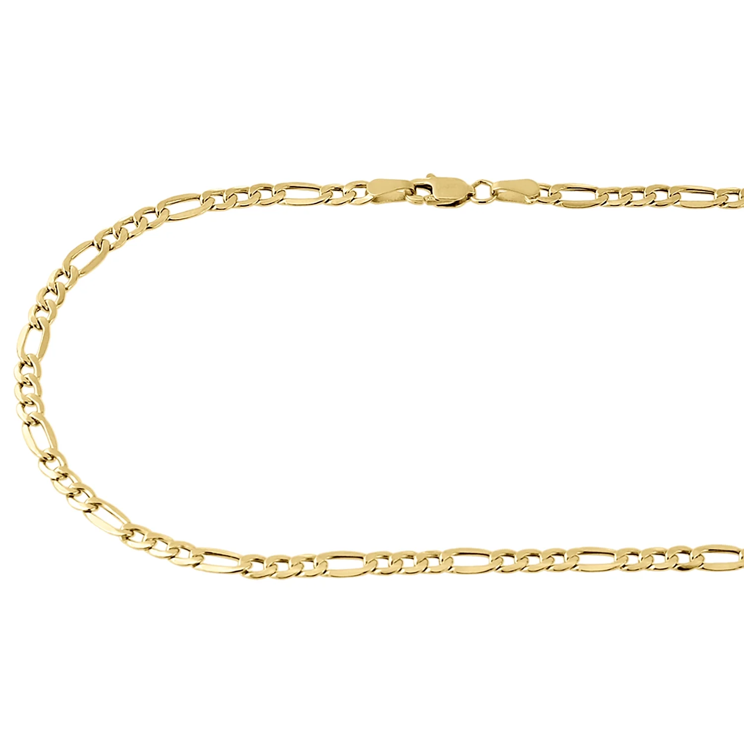 Genuine 14K Yellow Gold 3.80mm Solid Plain Figaro Link Chain Necklace 24 Inch