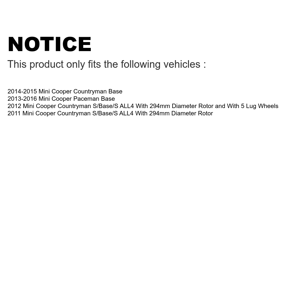 Transit Auto - Front Coated Disc Brake Rotors And Semi-Metallic Pads Kit For Mini Cooper Countryman Paceman KGA-100062