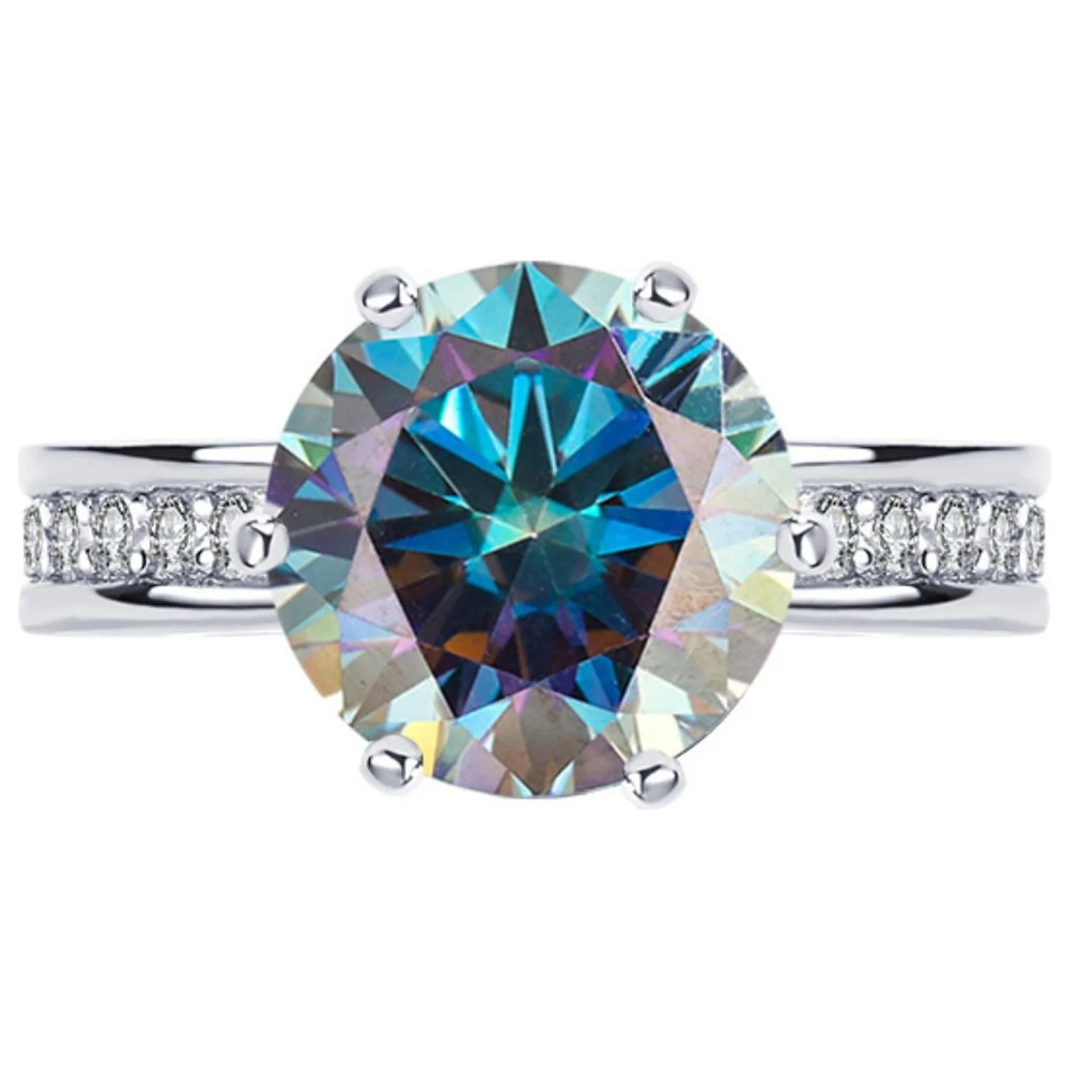 5ct Moissanite Diamond Rings for Women Red/Green/Yellow Round Cut D Color VVS1 Engagement Rings Moissanite Anniversary Promise Wedding Rings Wife Gifts with Certificate