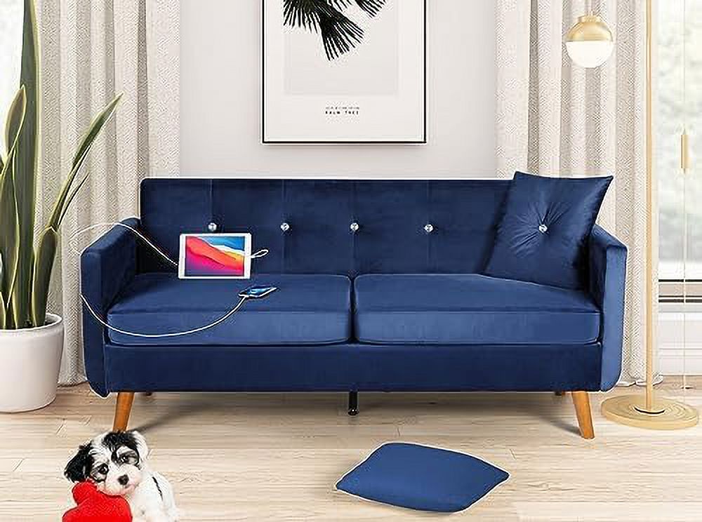 LLBIULife 60 inch Loveseat Sofa  Soft Chenille Tufted 2-Seater Love Seats Couch w/ 2 USB Charging Ports  Mid Century Modern Sofas for Small Space  Bedroom  Apartment  Living Room (Light G