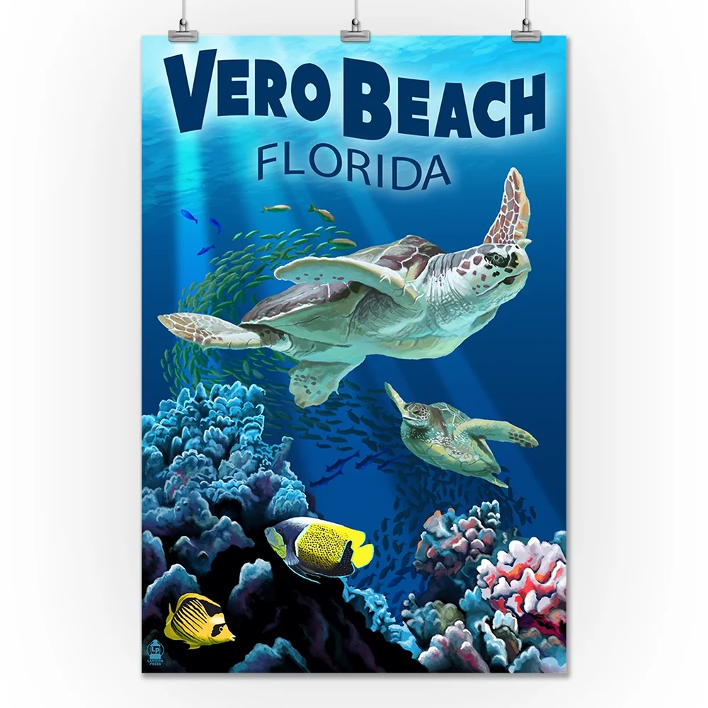 Sea Turtles, Vero Beach, Florida (24x36 Giclee Gallery Art Print, Vivid Textured Wall Decor)