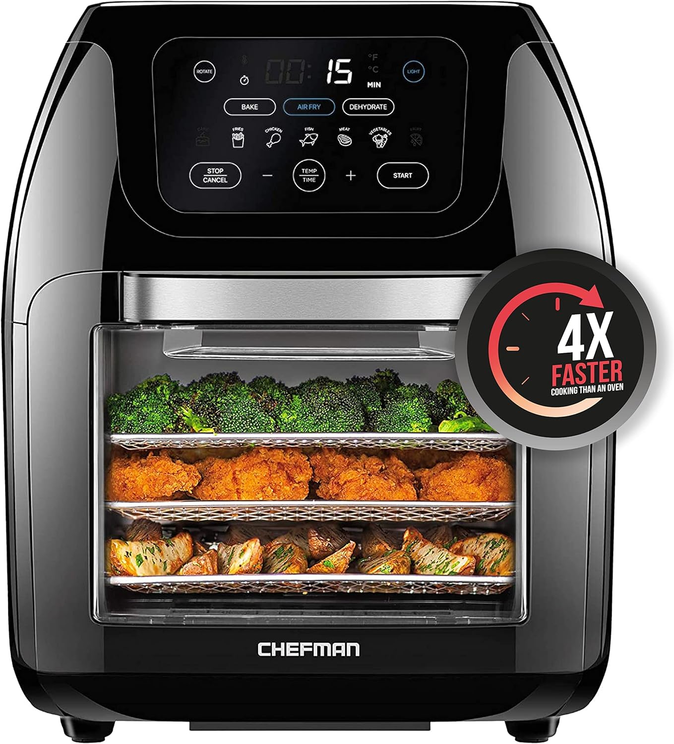 QCAI Multifunctional Digital Air Fryer+ Rotisserie, Black & Disposable Air Fryer Liners, Heat-Resistant Parchment Paper For Baskets, 100 Pack, 5.5” Round