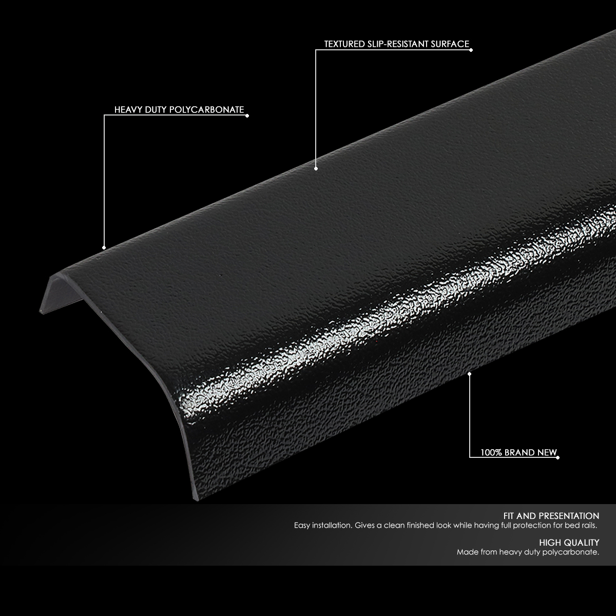 DNA Motoring BEDC-R-012 For 1997 to 2004 Dodge Dakota Bed End Rear Tail Gate Cap Molding Cover 98 99 00 01 02 03