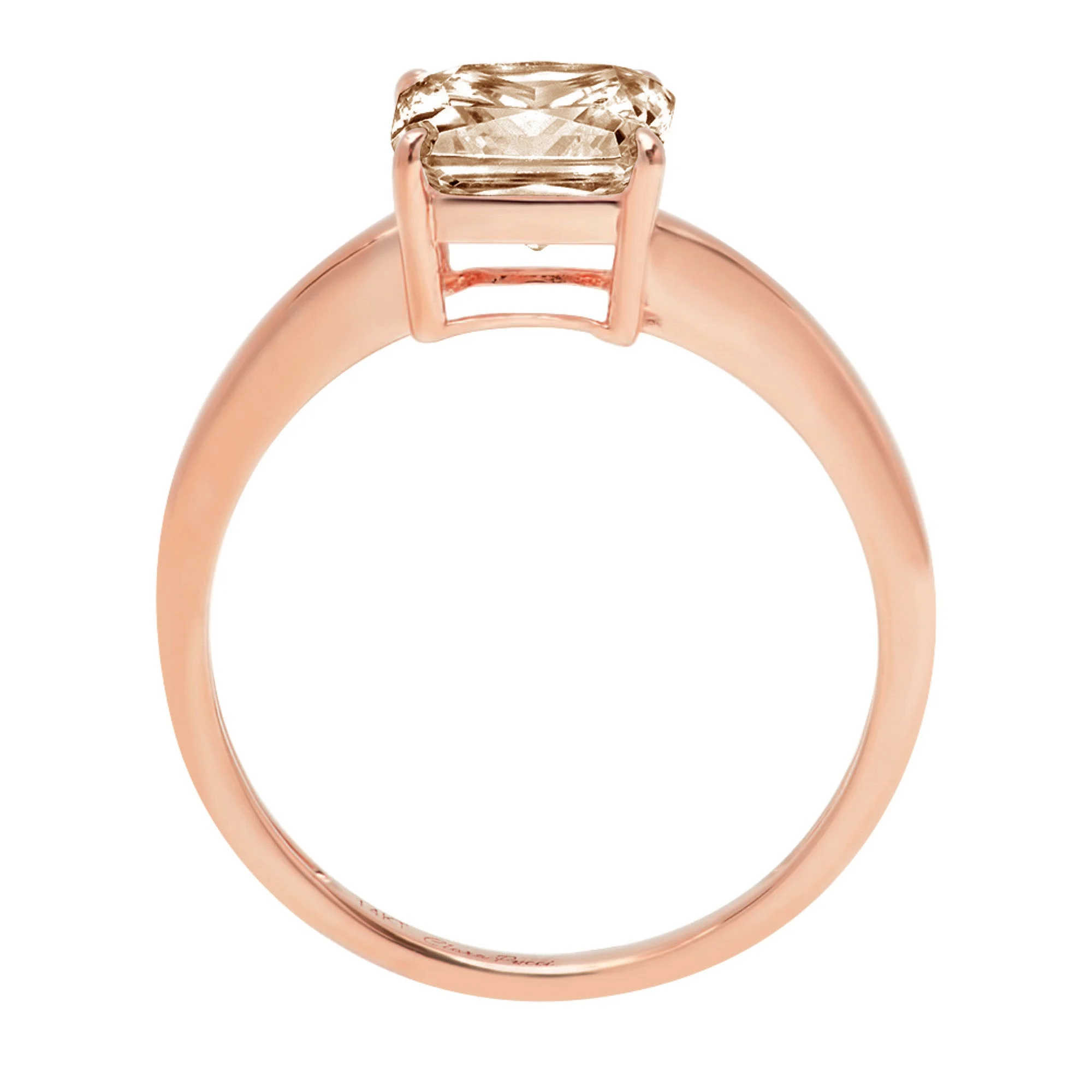 2.5 ct Brilliant Asscher Cut Clear Simulated Diamond 18K Rose Gold Solitaire Ring SZ 6.75