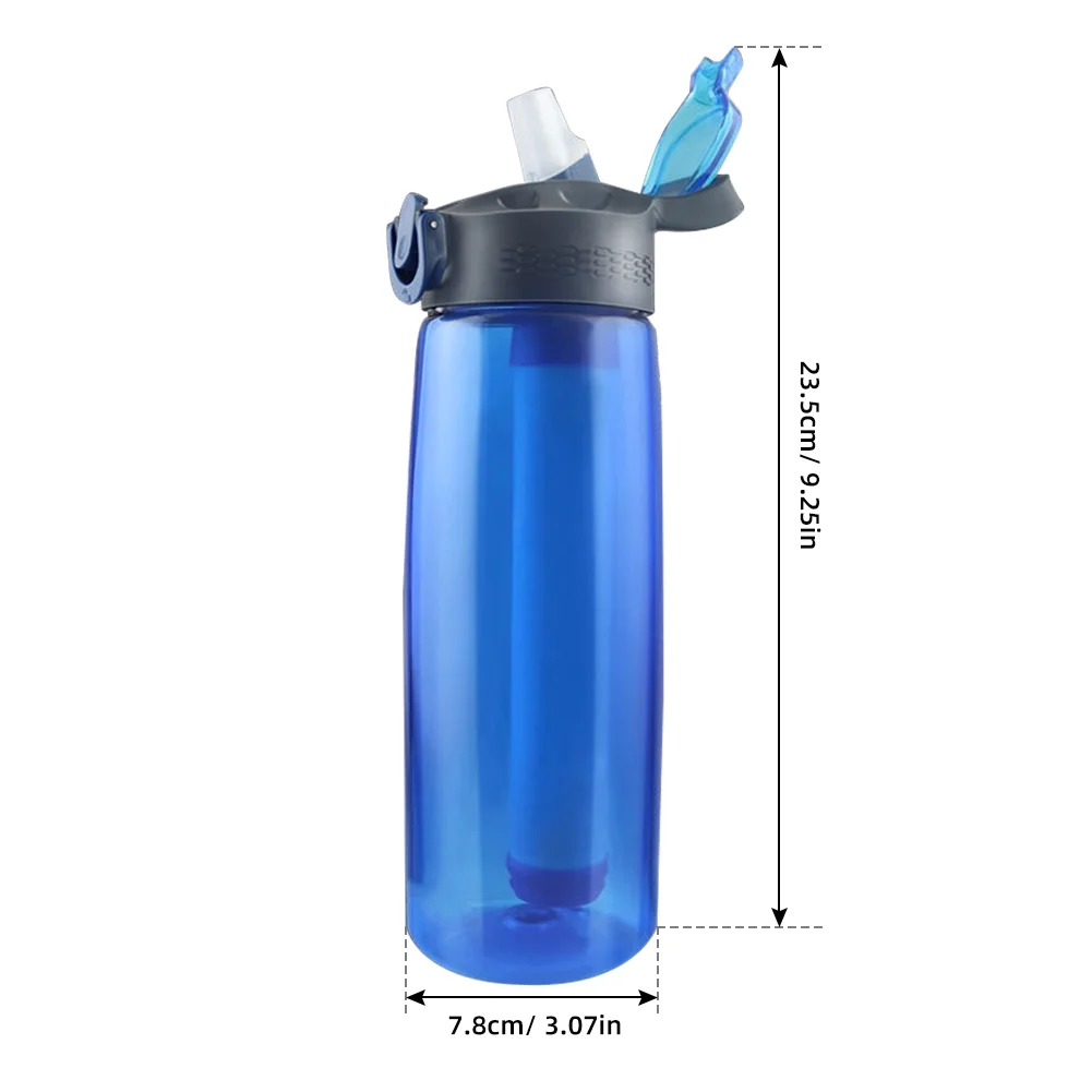 Bottle Made of Tritan with Filter Lockable Lid BPA Free Bottle for Travel Hiking Camping Travel Blue